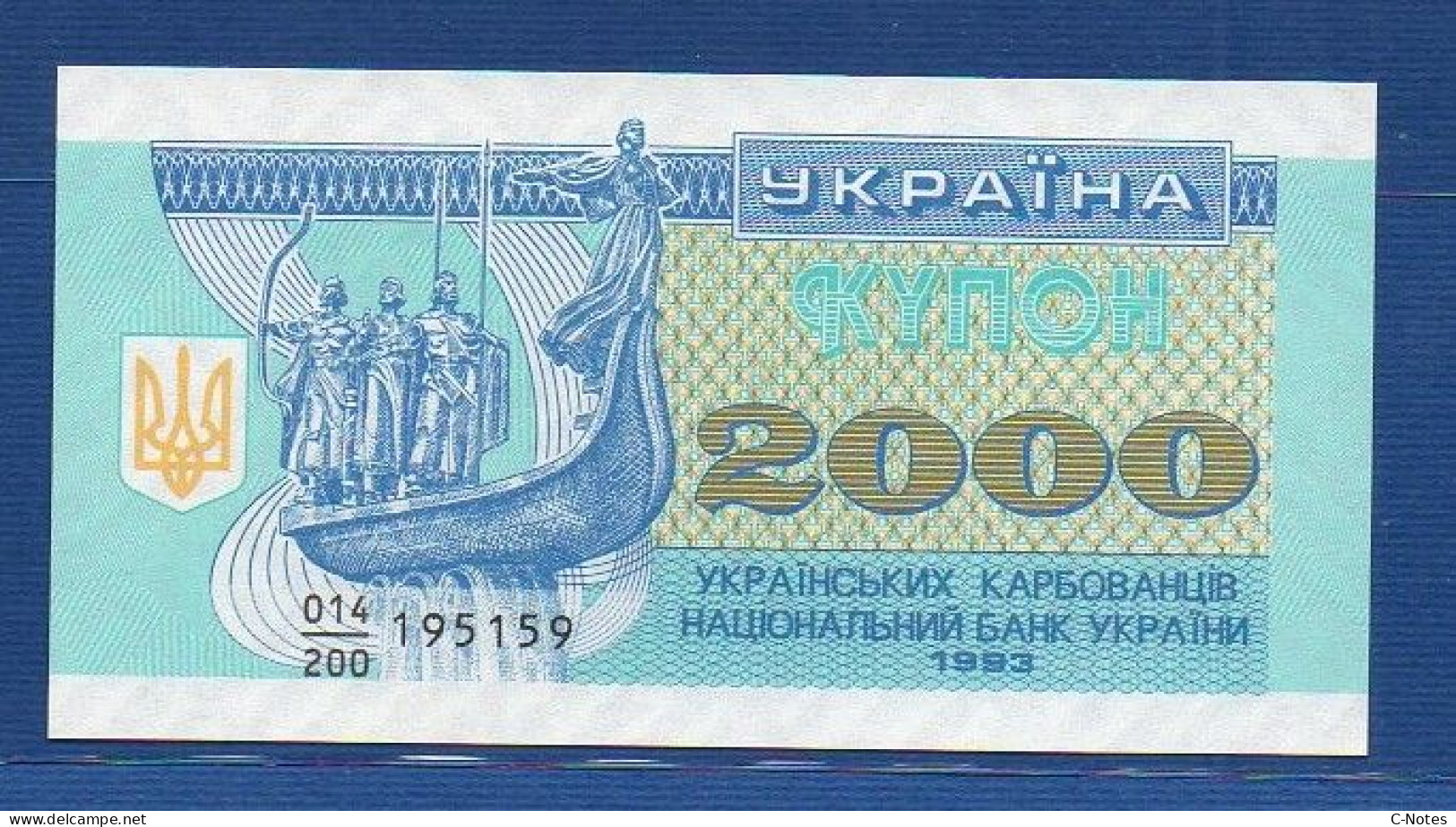 UKRAINE - P. 92 – 2.000 2000 Ukraïns'kih Karbovantsiv 1993 UNC, S/n 014/200 195159 - Ukraine