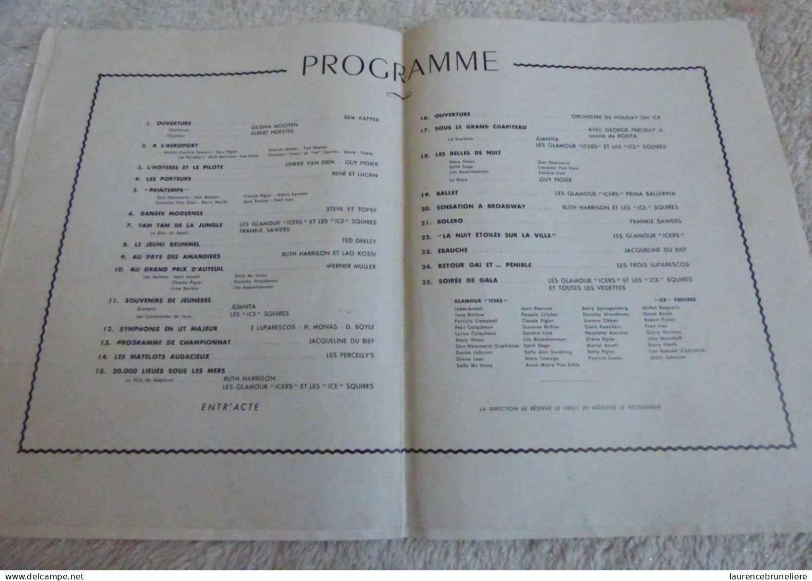 PROGRAMME HOLIDAY ON ICE OF 1953 EN ESPAGNOL - ENCART PROGRAMME EN FRANCAIS