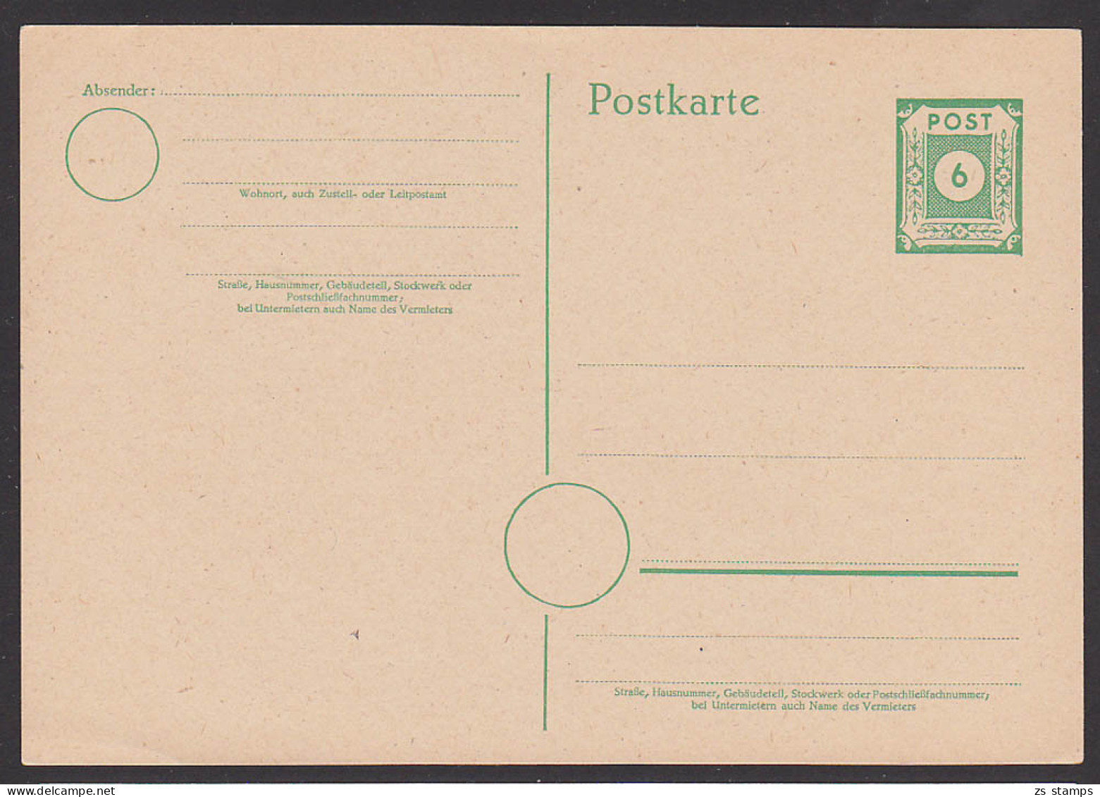 GA 6 Pfg. Ostsachsen Ungebraucht (MiNr. P8a 20,-) - Postales Privados - Nuevos