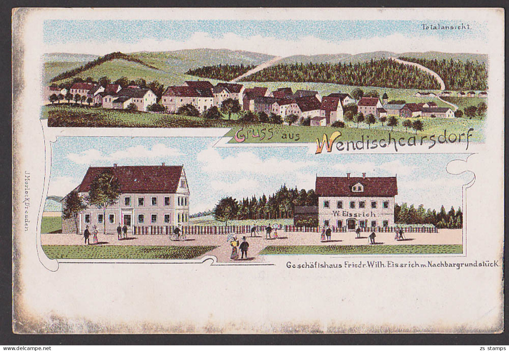 Wendischcarsdorf Karsdorf  Litho-AK Um 1900, Schule Gaststätte W. Eissrich Possendorf Rabenau - Rabenau