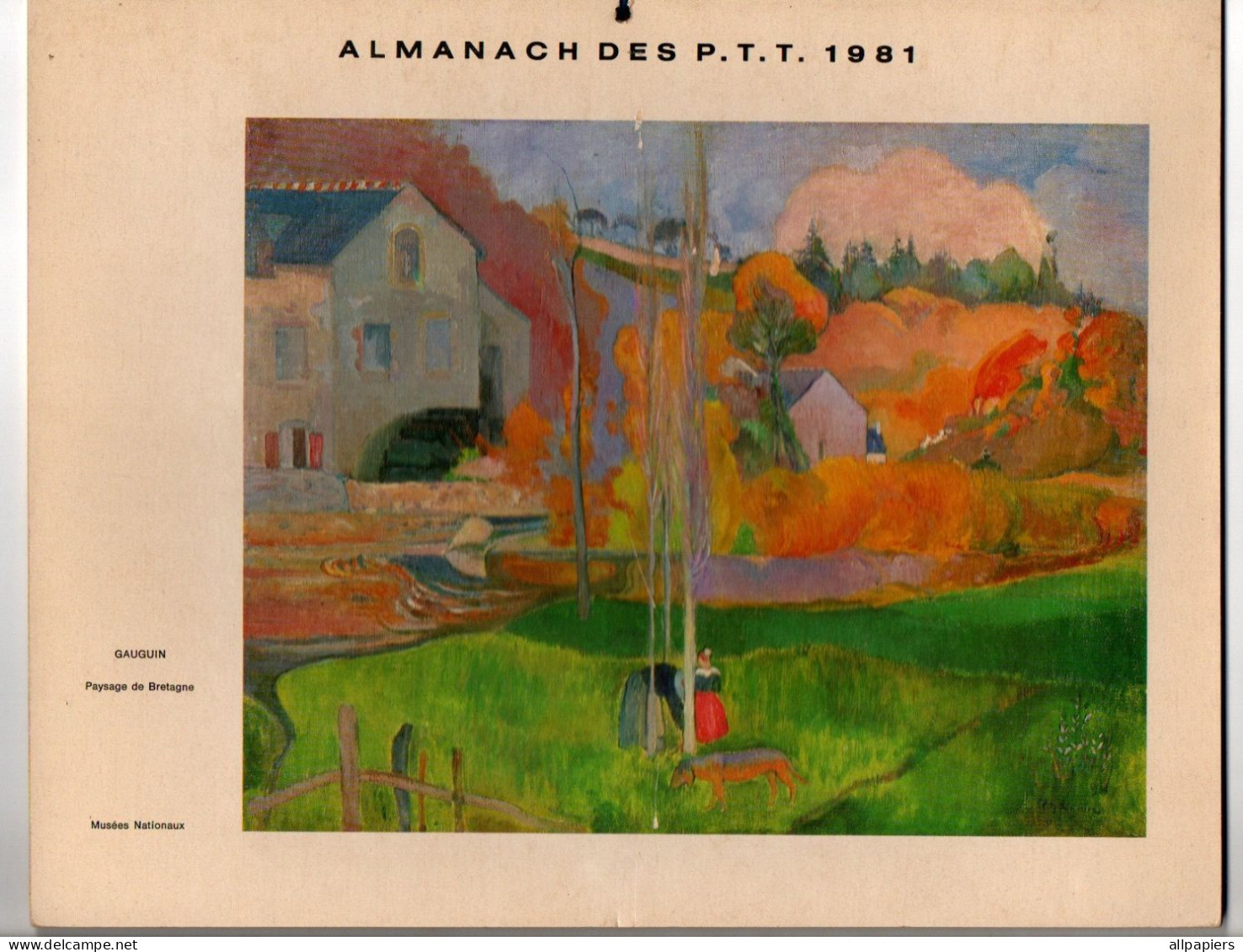 Almanach Des P.T.T. 1981 Gauguin Paysage De Bretagne - Complet Région Nord - Groot Formaat: 1971-80