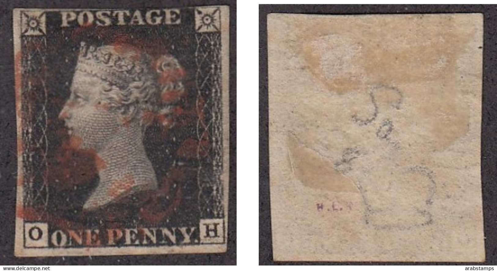 1840 Great Britain Black Penny IMPERF (OH) MLH SG #1 - Gebraucht