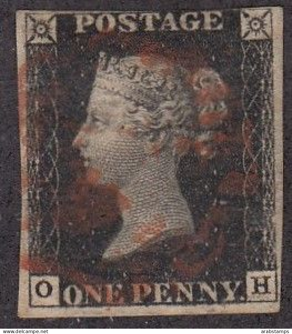 1840 Great Britain Black Penny IMPERF (OH) MLH SG #1 - Gebraucht