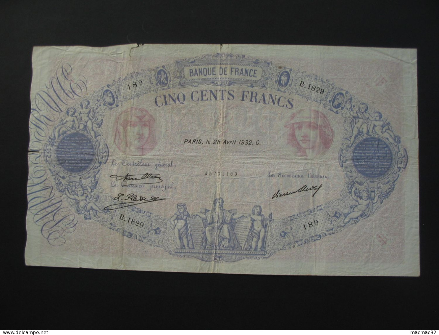 500 Cinq Cents Francs "BLEU ET ROSE" 28 Avril 1932   **** EN ACHAT IMMÉDIAT  **** - 500 F 1888-1940 ''Bleu Et Rose''