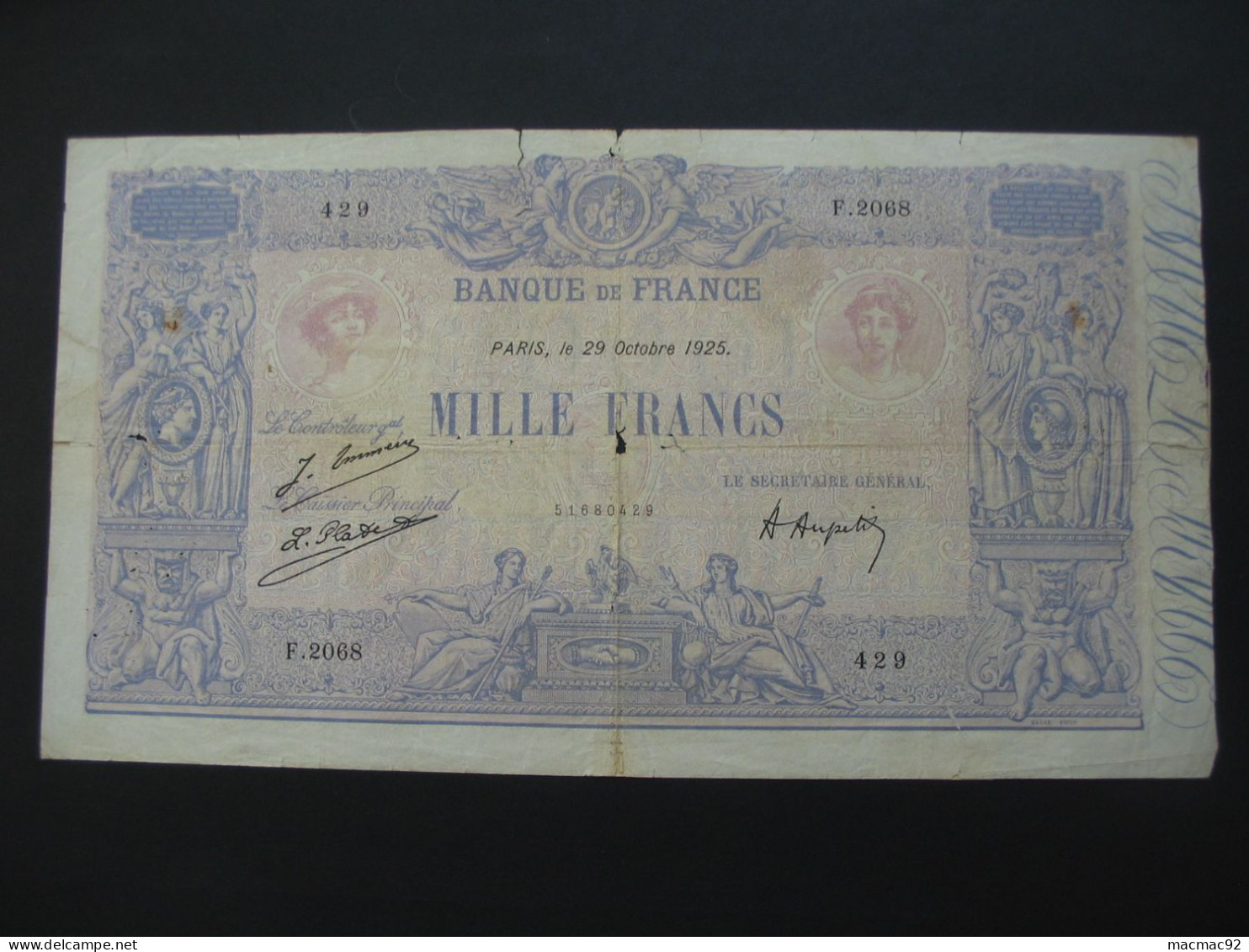 1000 Mille Francs "BLEU ET ROSE"  29 Octobre 1925   **** EN ACHAT IMMÉDIAT  **** - 1 000 F 1889-1926 ''Bleu Et Rose''