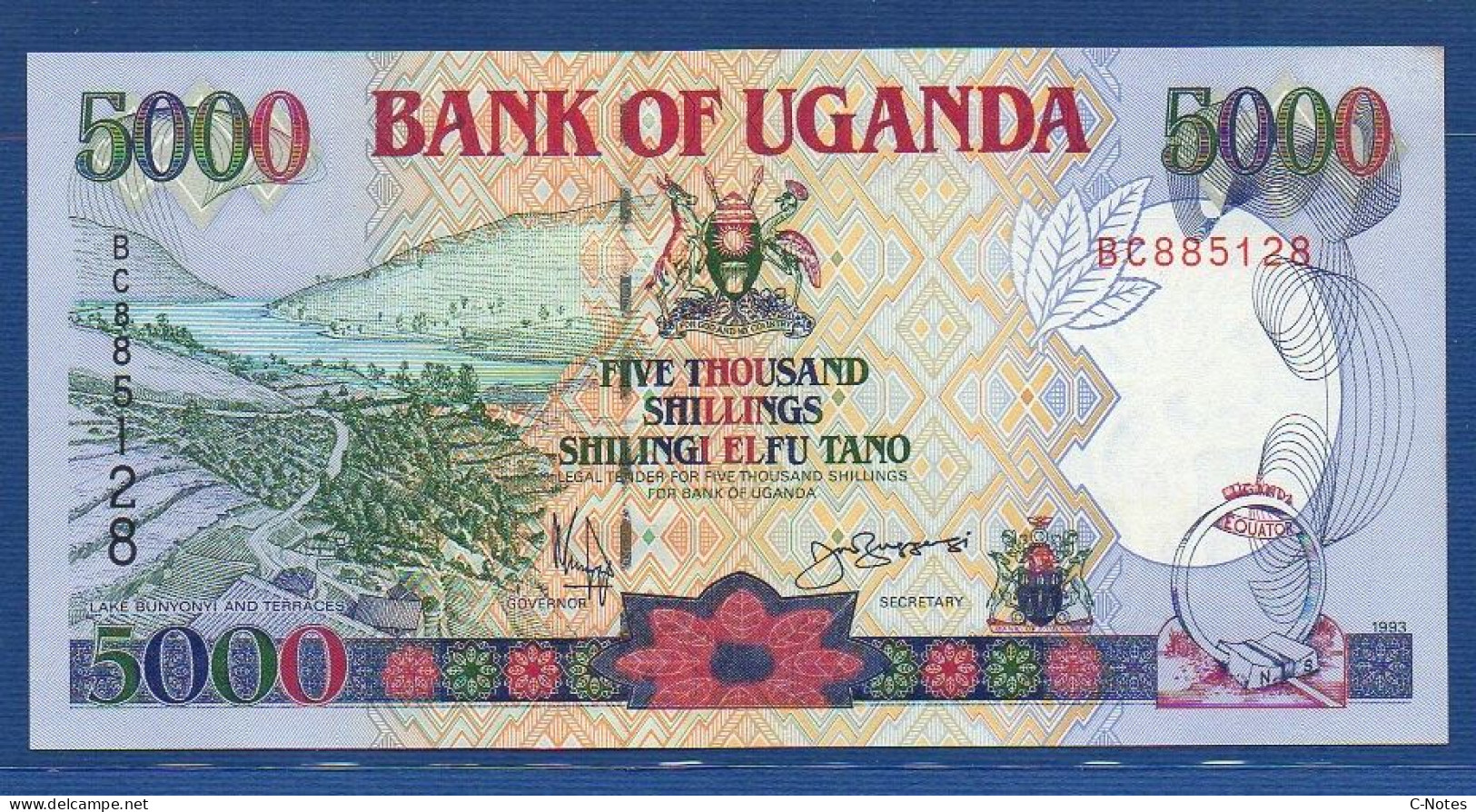 UGANDA - P.37a – 5.000 5000 SHILLINGS 1993 AUNC, S/n BC885128 - Uganda