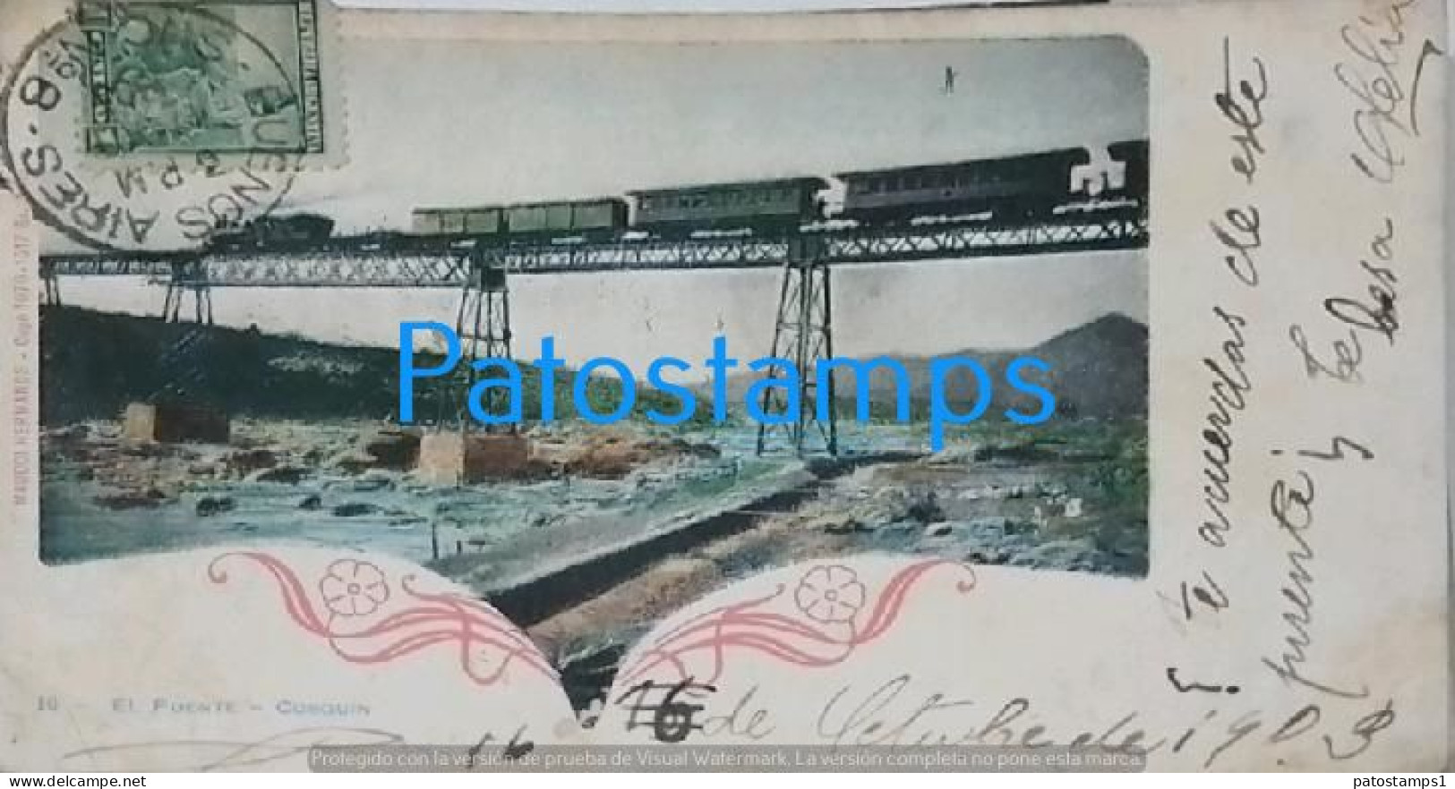 207602 ARGENTINA CORDOBA COSQUIN EL PUENTE BRIDGE FERROCARRIL TREN TRAIN POSTAL POSTCARD - Argentina