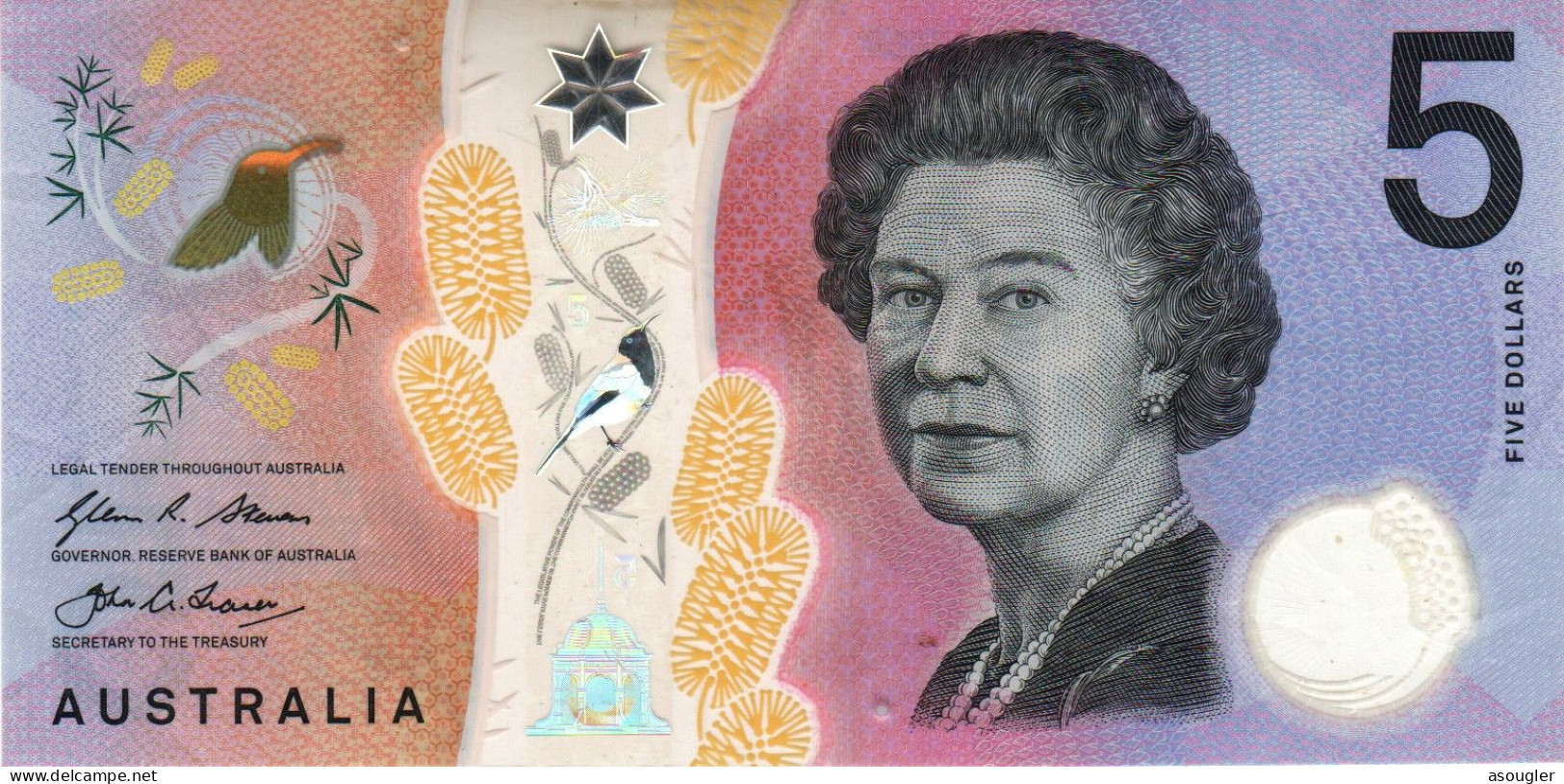 Australia 5 Dollars 2016 POLYMER VF P-62 "free Shipping Via Regular Air Mail (buyer Risk Only)" - 2005-... (polymer Notes)