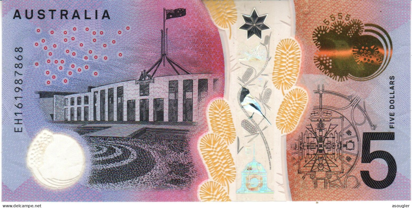 Australia 5 Dollars 2016 POLYMER VF P-62 "free Shipping Via Regular Air Mail (buyer Risk Only)" - 2005-... (polymer Notes)