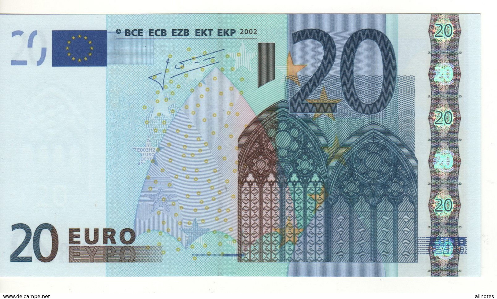 20 EURO  "L"   FINLAND    Firma Trichet    E 003 H2     /  FDS  -  UNC - 20 Euro