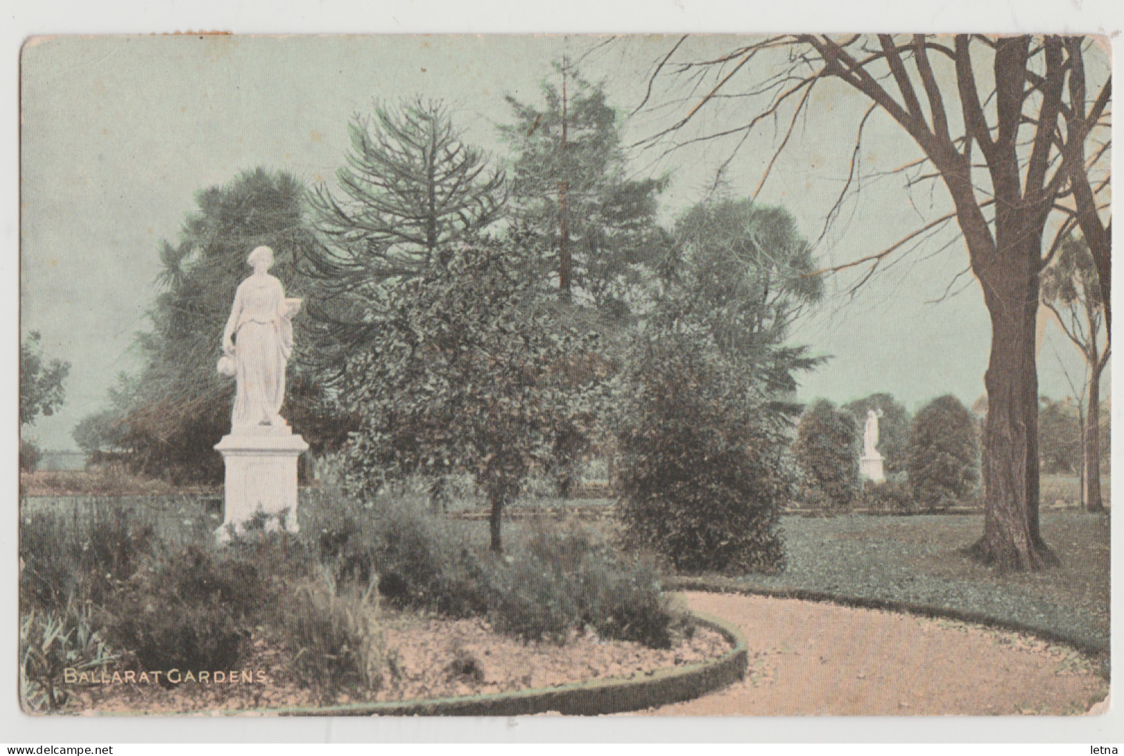 Australia VICTORIA VIC Statue Gardens BALLARAT Postcard C1906 SOUTH YARRA 200 Duplex Postmark To Tasmania - Ballarat