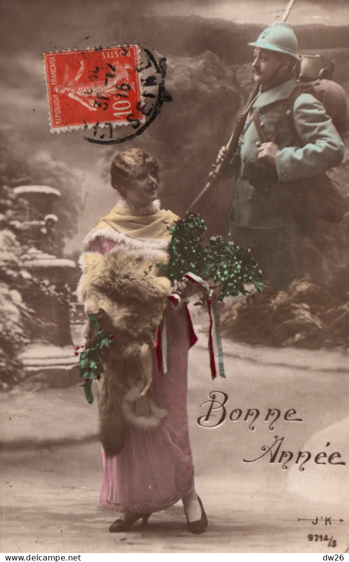 Couple Avec Soldat: Carte Patriotique, Bonne Année - Edition J.K. N° 9714/3 - Patriotic