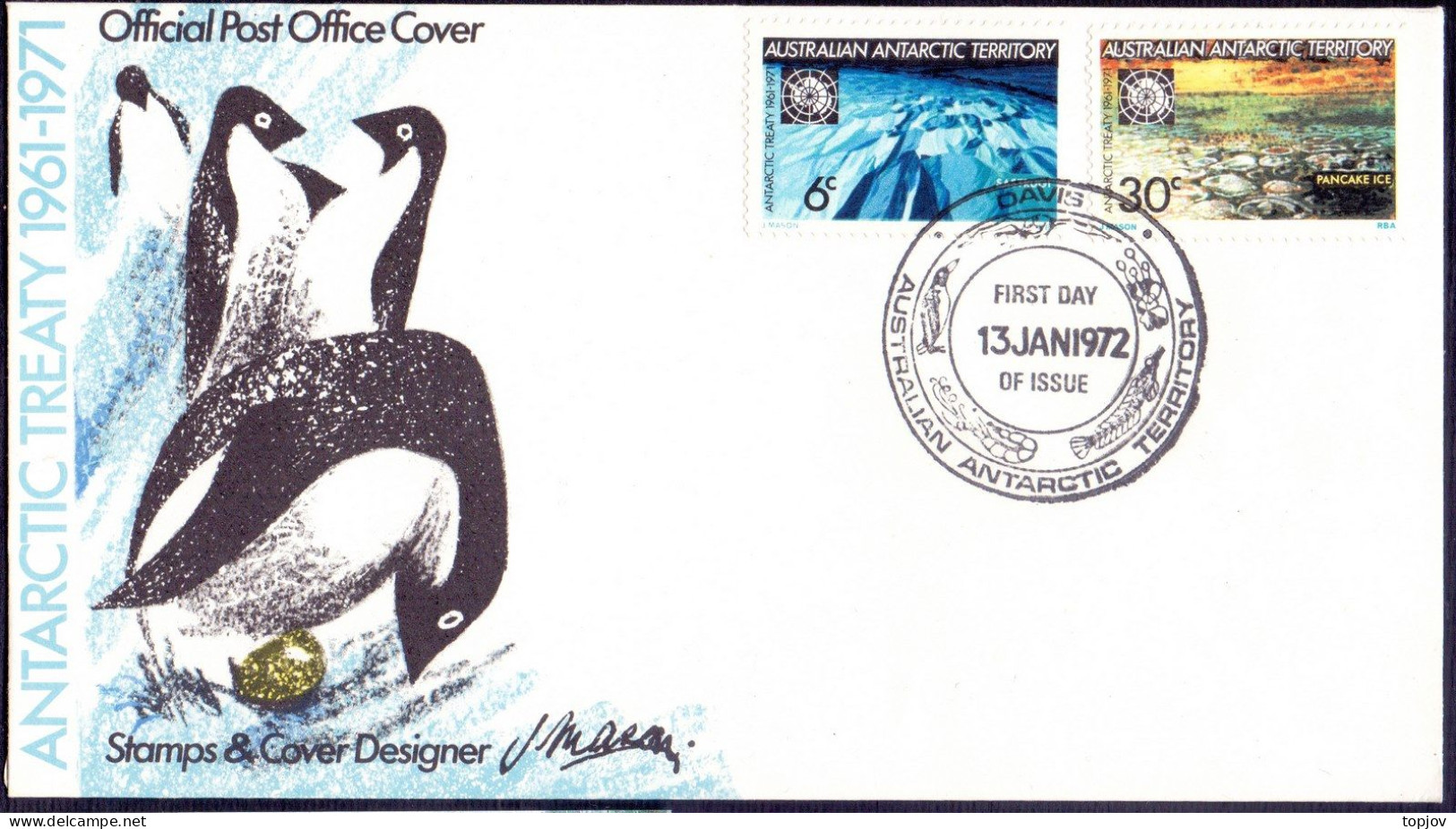 AAT - AUSTRAL  ANTARCTIC  BASE DAVIS - FDC - 1972 - Trattato Antartico