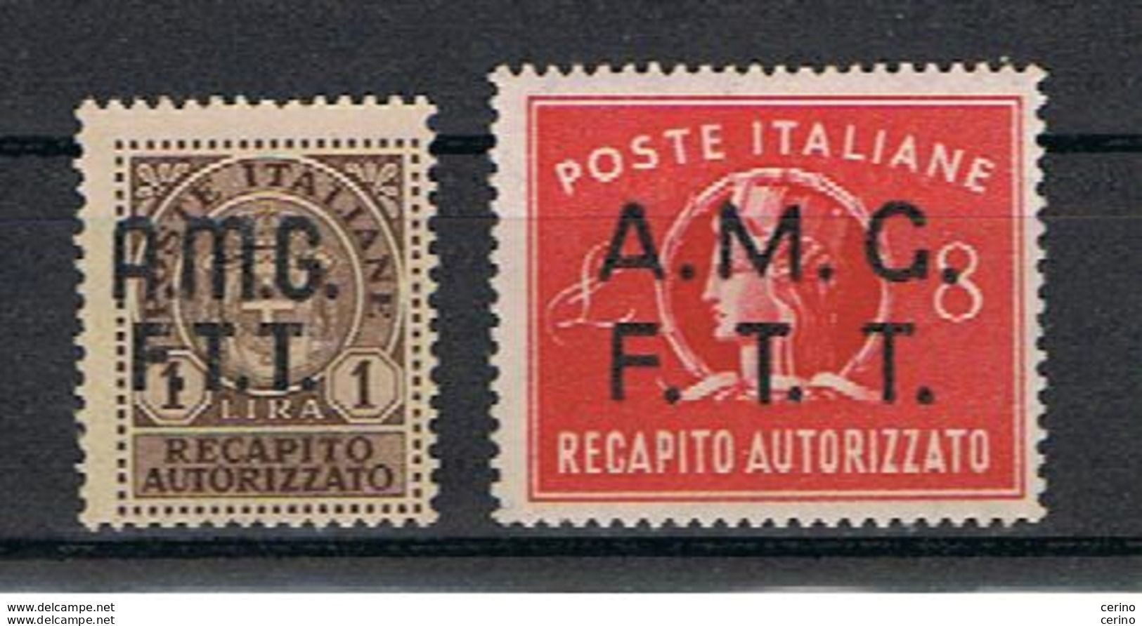 TRIESTE A:  1947  RECAPITO  AUTORIZZATO  -  S. CPL. 2  VAL. N. -  SASS. 1/2 - Fiscale Zegels