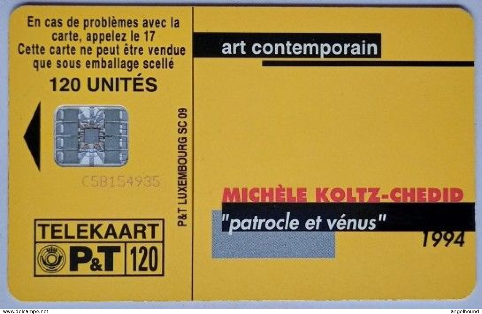 Luxembourg P&T 120 Units SC 09 " Art Contemporain - M. Koltz  " Patrocle Et Venus " - Luxembourg