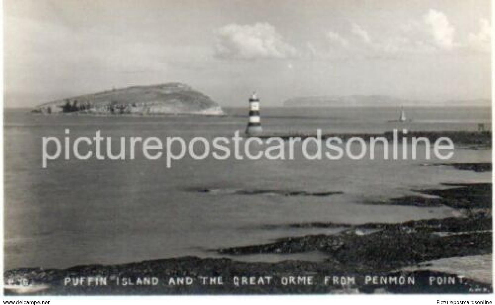 PUFFIN ISLAND AND THE GREAT ORME FROM PENMON POINT ANGLESEY R/P POSTCARD - Anglesey