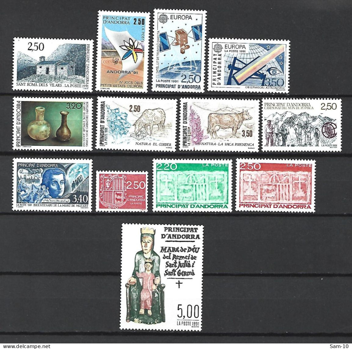 Timbre Andorre Français Neuf ** N 400 / 412   Année 1991 - Full Years