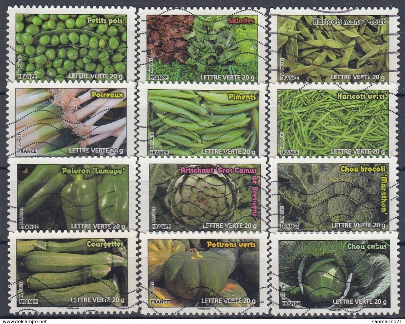 FRANCE 5402-5413,used,falc Hinged - Légumes