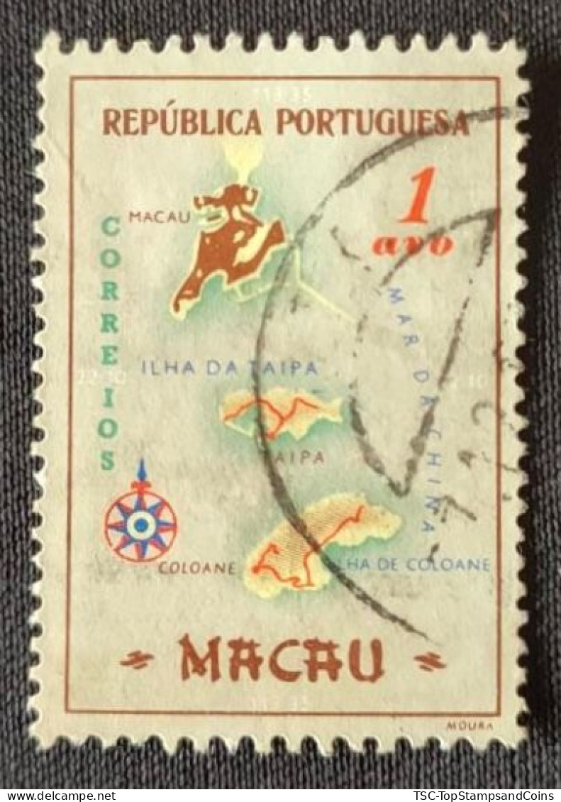 MAC5386U2 - Macau Geographic Map - 1 Avo Used Stamp - Macau - 1956 - Usati