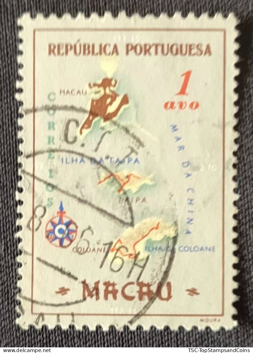 MAC5386U5 - Macau Geographic Map - 1 Avo Used Stamp - Macau - 1956 - Usados