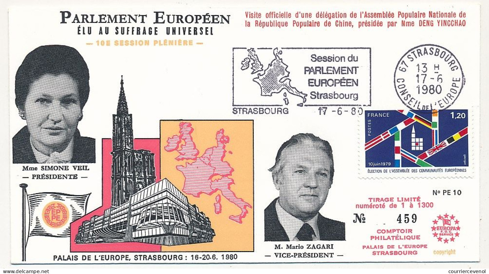 FRANCE - Env 1,20 Elections Communautés Eur. OMEC Strasbourg Session Parlement 17/6/1980 - Illus. Simone Veil + ... - Cartas & Documentos