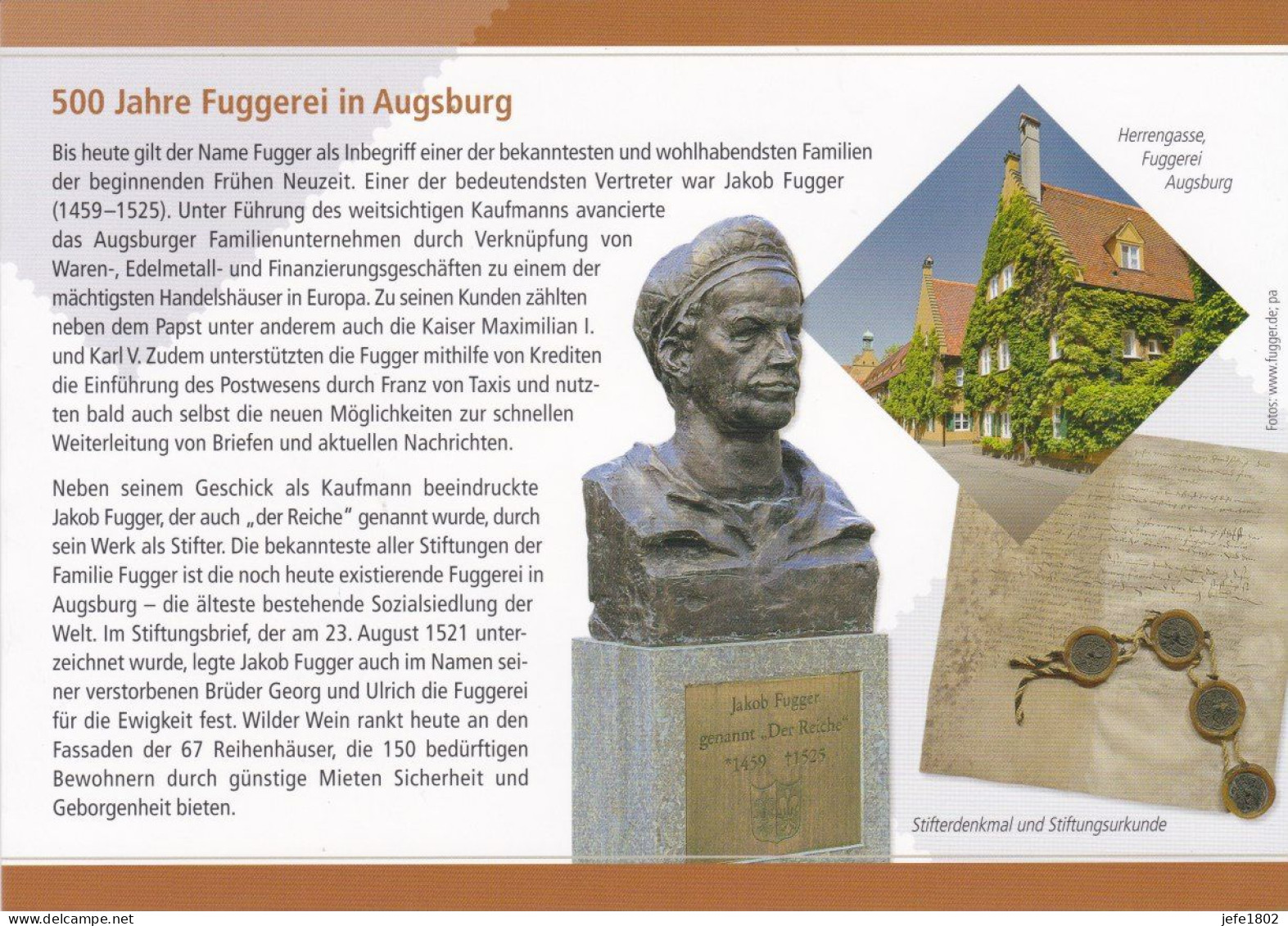 Sonderpostwertzeichen - 500 Jahre Fuggerei In Augsburg - Other & Unclassified