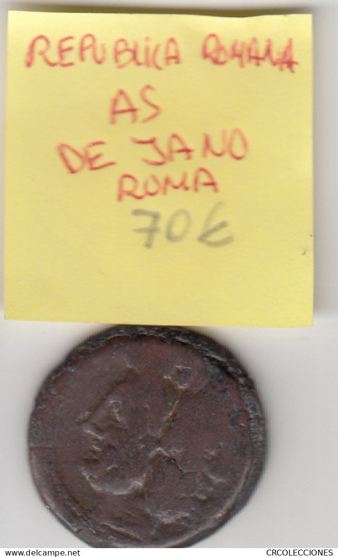 H0131 MONEDA ROMANA AS DE JANO ROMA - Andere & Zonder Classificatie