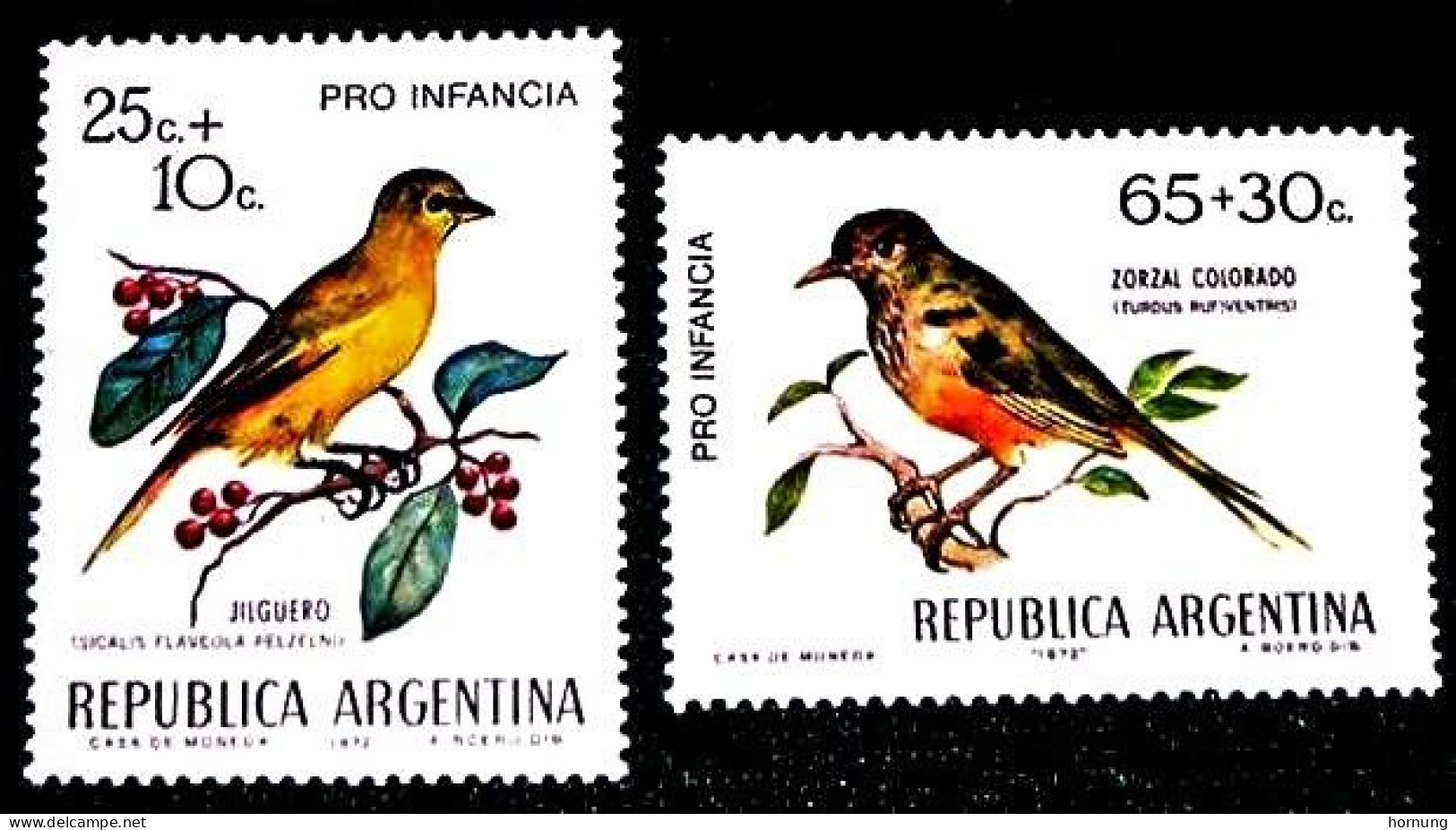 Argentina, 1974, Thrush Birds . MNH. Michel : 1171-1172 - Colibris