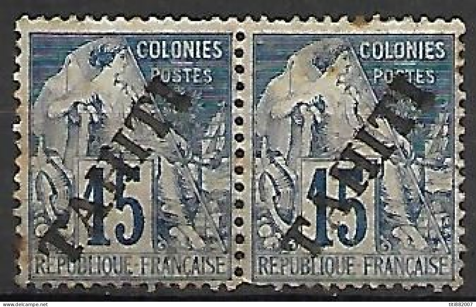 TAHITI     -     1893 .   Y&T N° 12 (*) En Paire Horizontale.   Peu Courant  !!! .  A Saisir !!!. - Unused Stamps