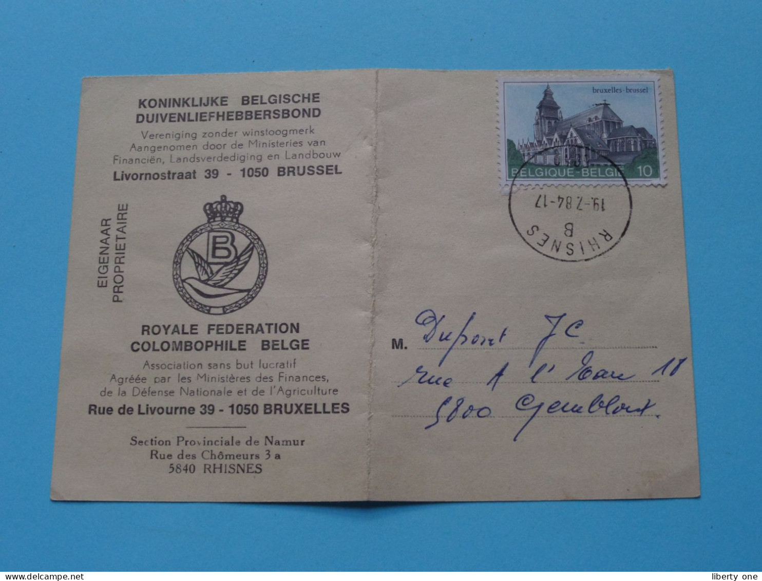 Koninklijke Belgische Duivenliefhebbersbond / Royale Federation Colombophile Belge ( Zie / Voir SCANS ) 1984 ! - Tarjetas De Membresía