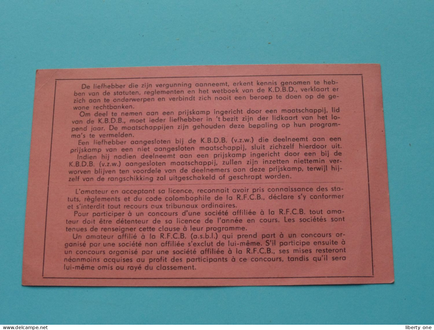 Koninklijke Belgische Duivenliefhebbersbond / Royale Federation Colombophile Belge ( Zie / Voir SCANS ) 1971 ! - Mitgliedskarten
