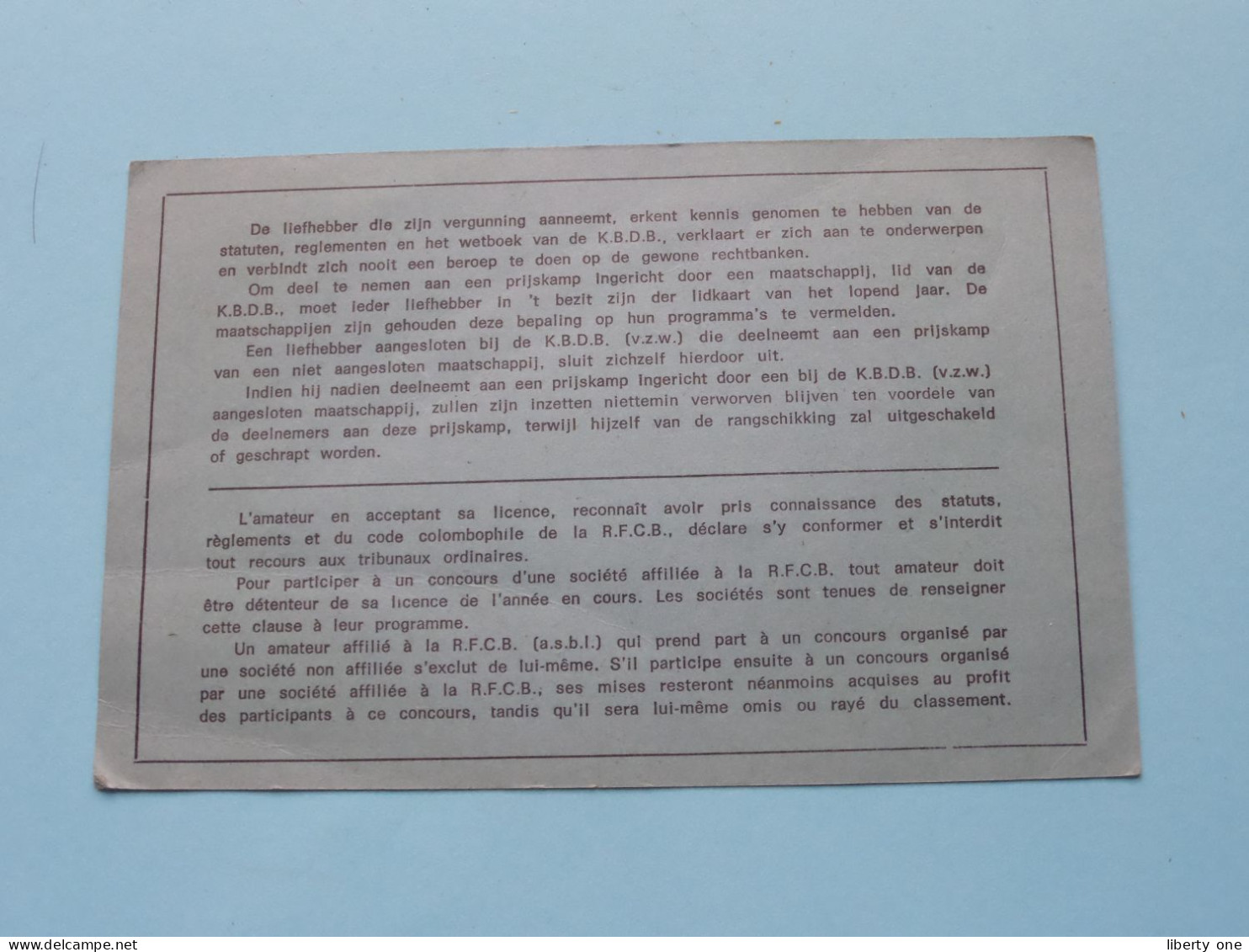 Koninklijke Belgische Duivenliefhebbersbond / Royale Federation Colombophile Belge ( Zie / Voir SCANS ) 1975 ! - Mitgliedskarten