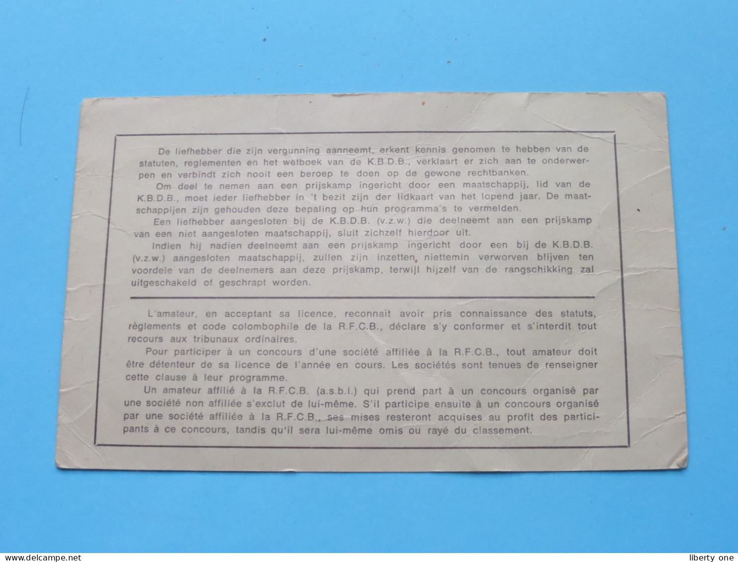 Koninklijke Belgische Duivenliefhebbersbond / Royale Federation Colombophile Belge ( Zie / Voir SCANS ) 1979 ! - Tessere Associative