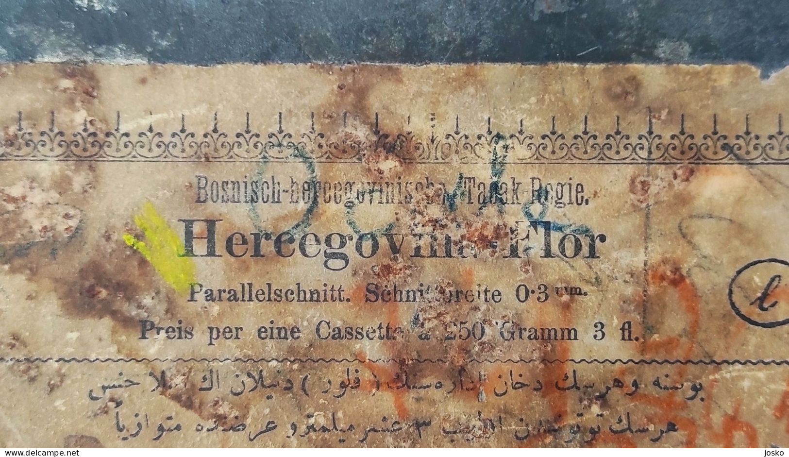 HERCEGOVINA FLOR - Bosnia And Herzegovina Antique Tobacco Tin Box (1883.y.) * Tabak Tabac Tabacco Tabaco Cigarettes - Schnupftabakdosen (leer)