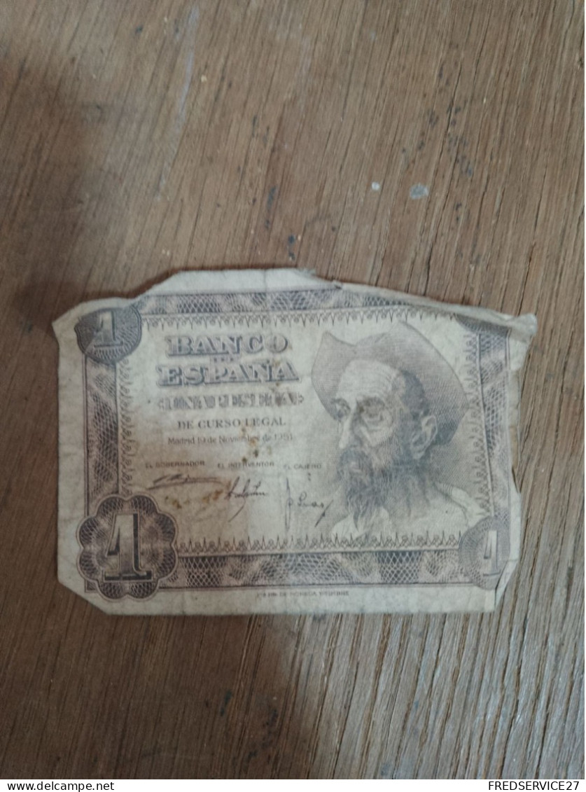 BILLET UNA PESETA / BANCO DE ESPANA / 1951 - 1-2 Peseten