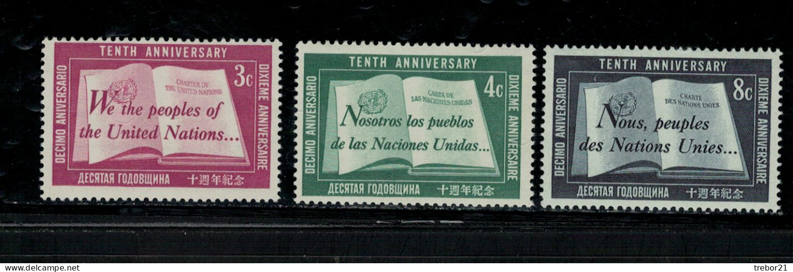 NATIONS UNIES - NEW YORK  _yvert N° 35 / 37 Anniversaire - Unused Stamps