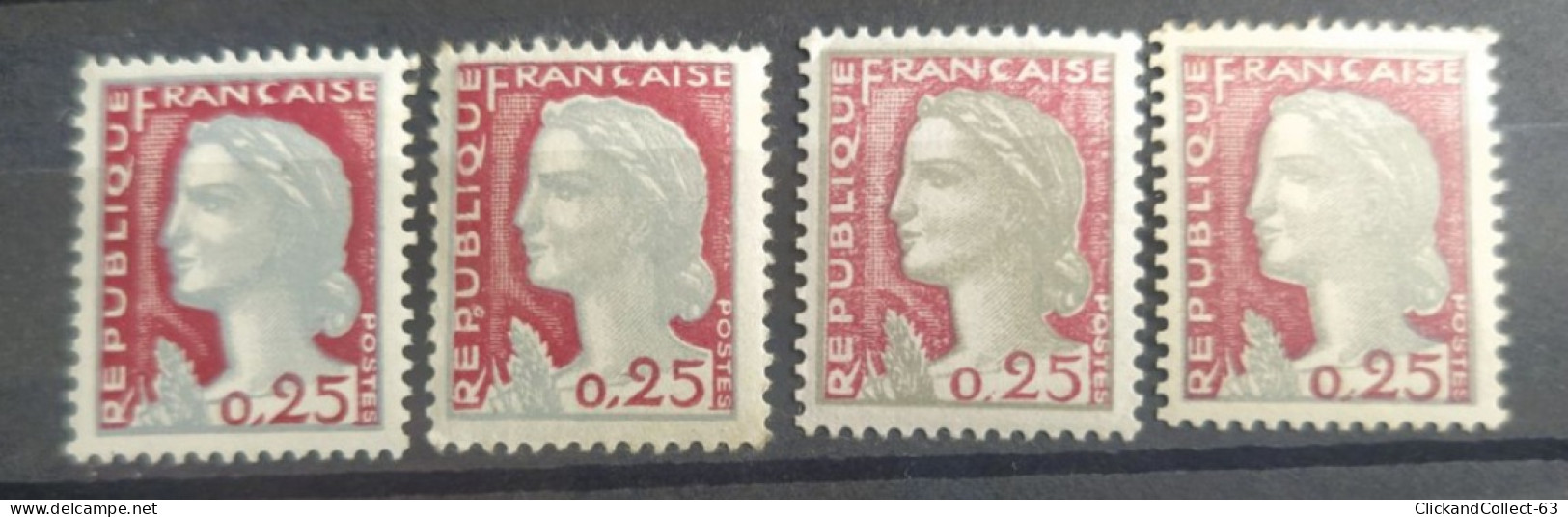 4 Timbres France Type Marianne De Decaris 1960 N° 1263 Nuances Couleurs Neuf** - 1960 Marianne (Decaris)