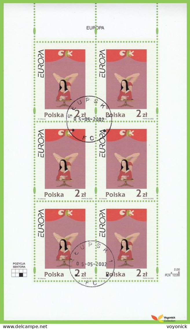 Voyo POLAND 2002 Mi#3972KB (o) Europa (C.E.P.T.) 2002 - Circus - Full Sheets