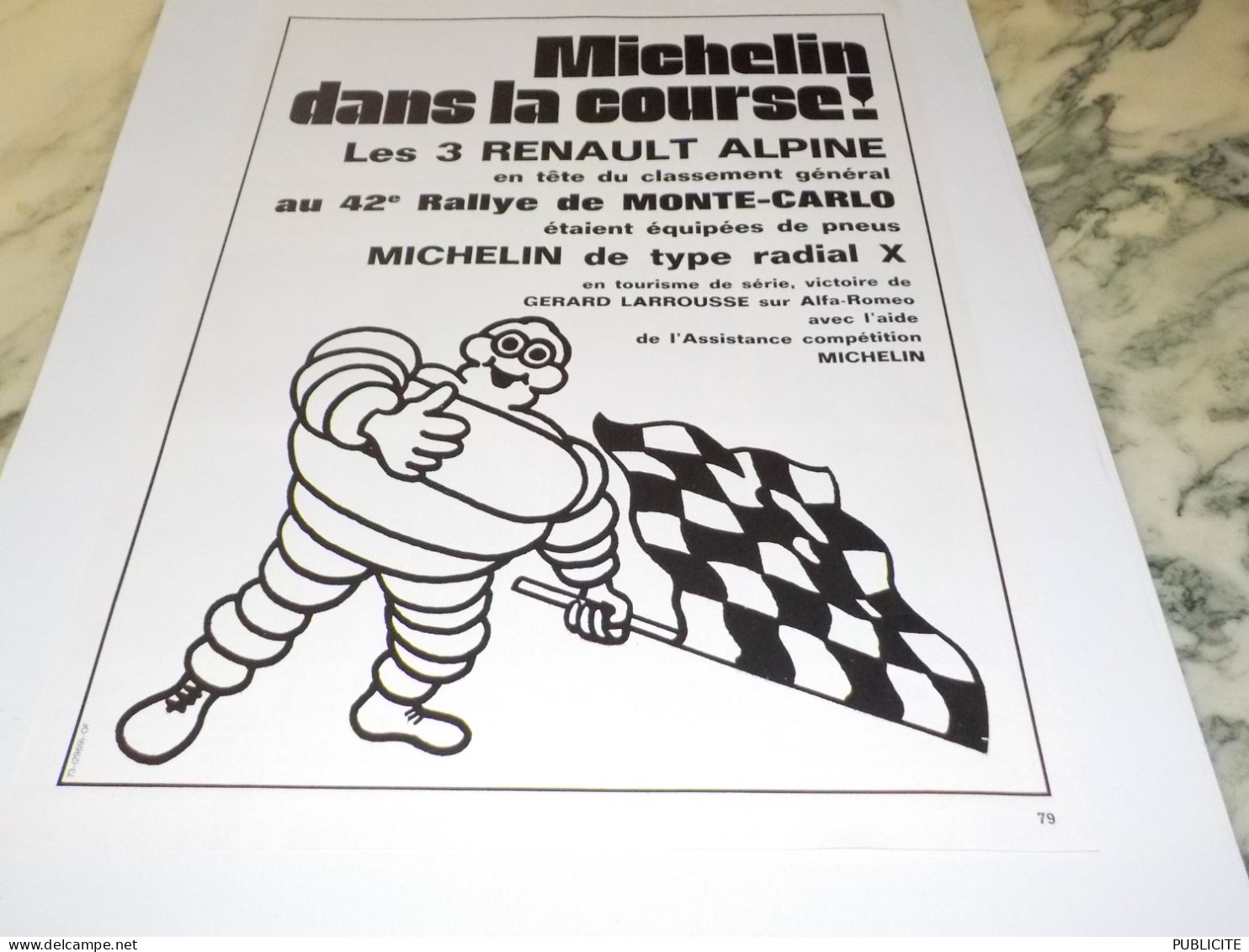 ANCIENNE PUBLICITE DANS LA COURSE  MICHELIN 1973 - Autres & Non Classés