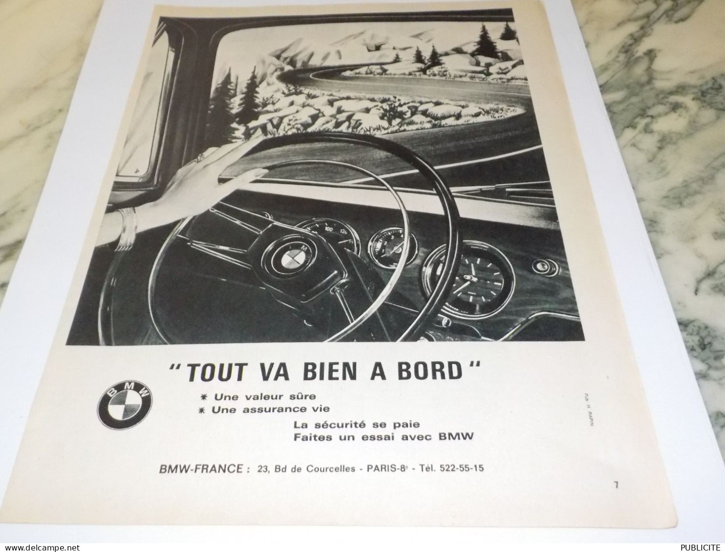 ANCIENNE PUBLICITE  TOUT VA BIEN A BORD BMW  1967 - Voitures