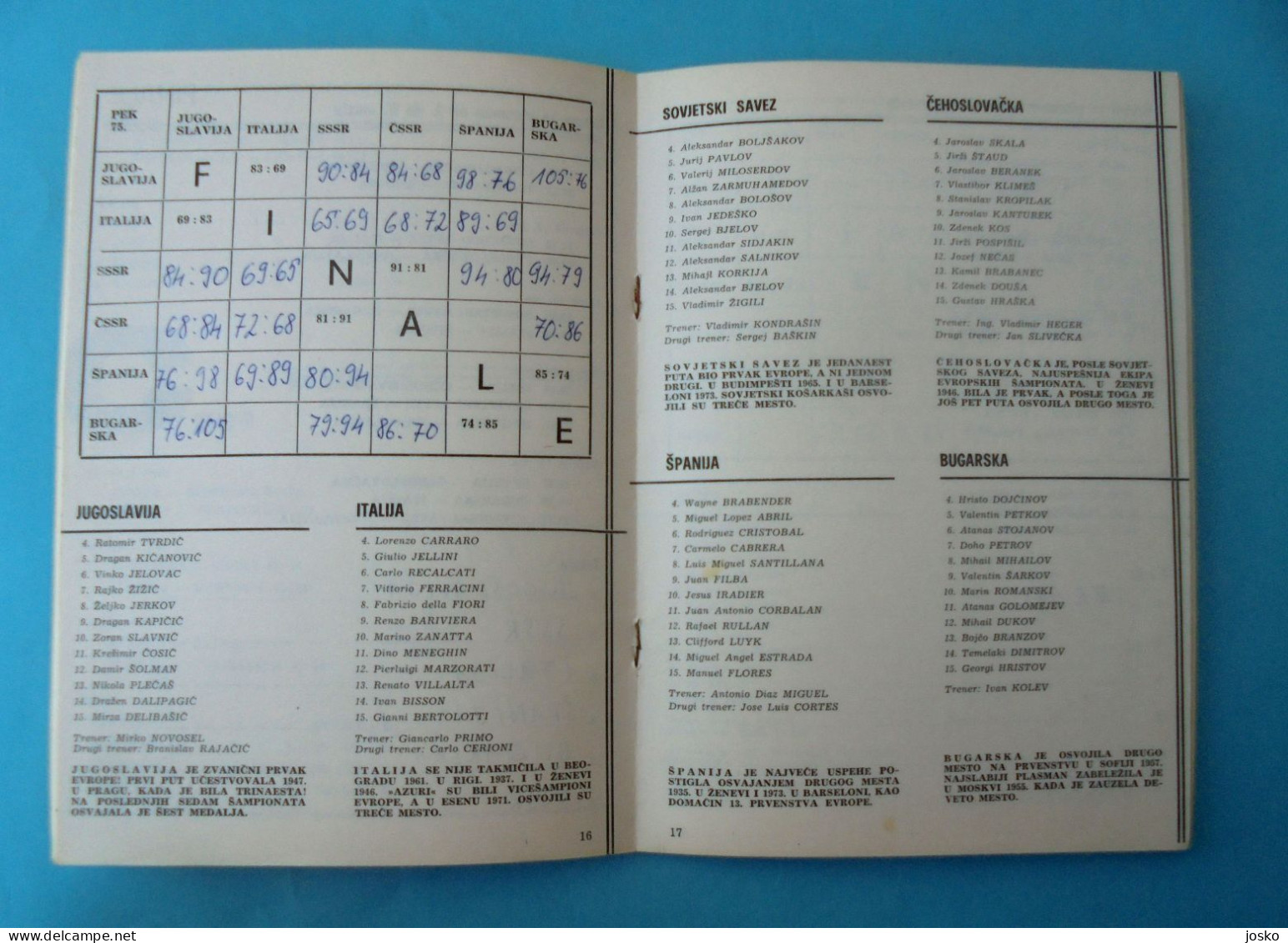 FIBA EuroBasket 1975 (European Basketball Championship '75.) old rare official programme * pallacanestro baloncesto