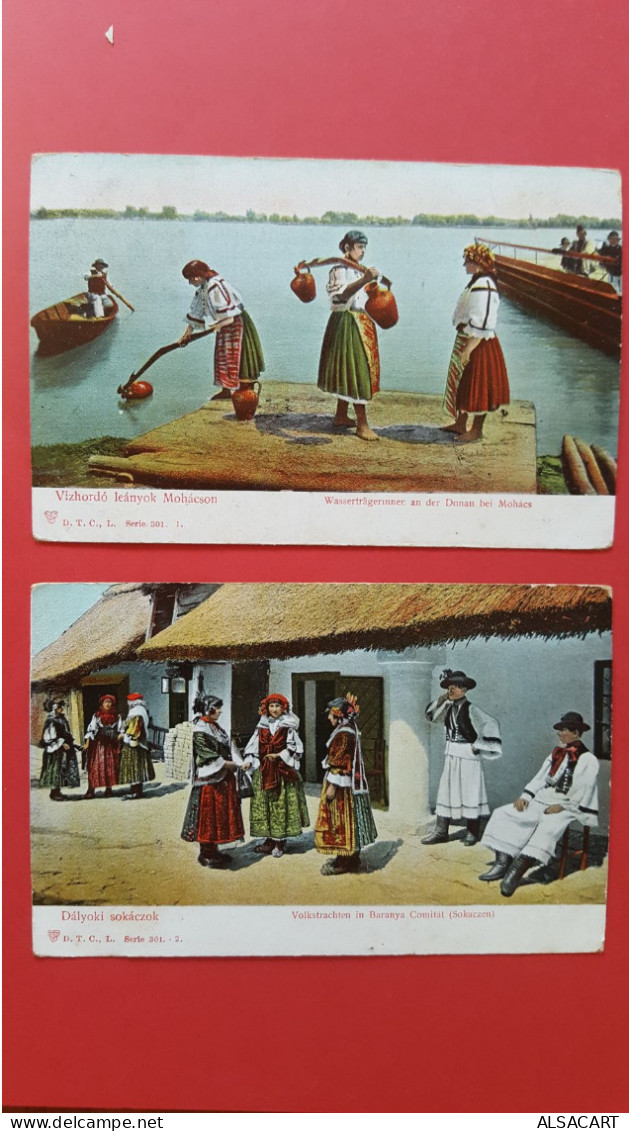 2 Cartes Hongroise , Dalyoki Sokacsok /vizhordo Leanyok Mohacson, Dos 1900 - Hungary