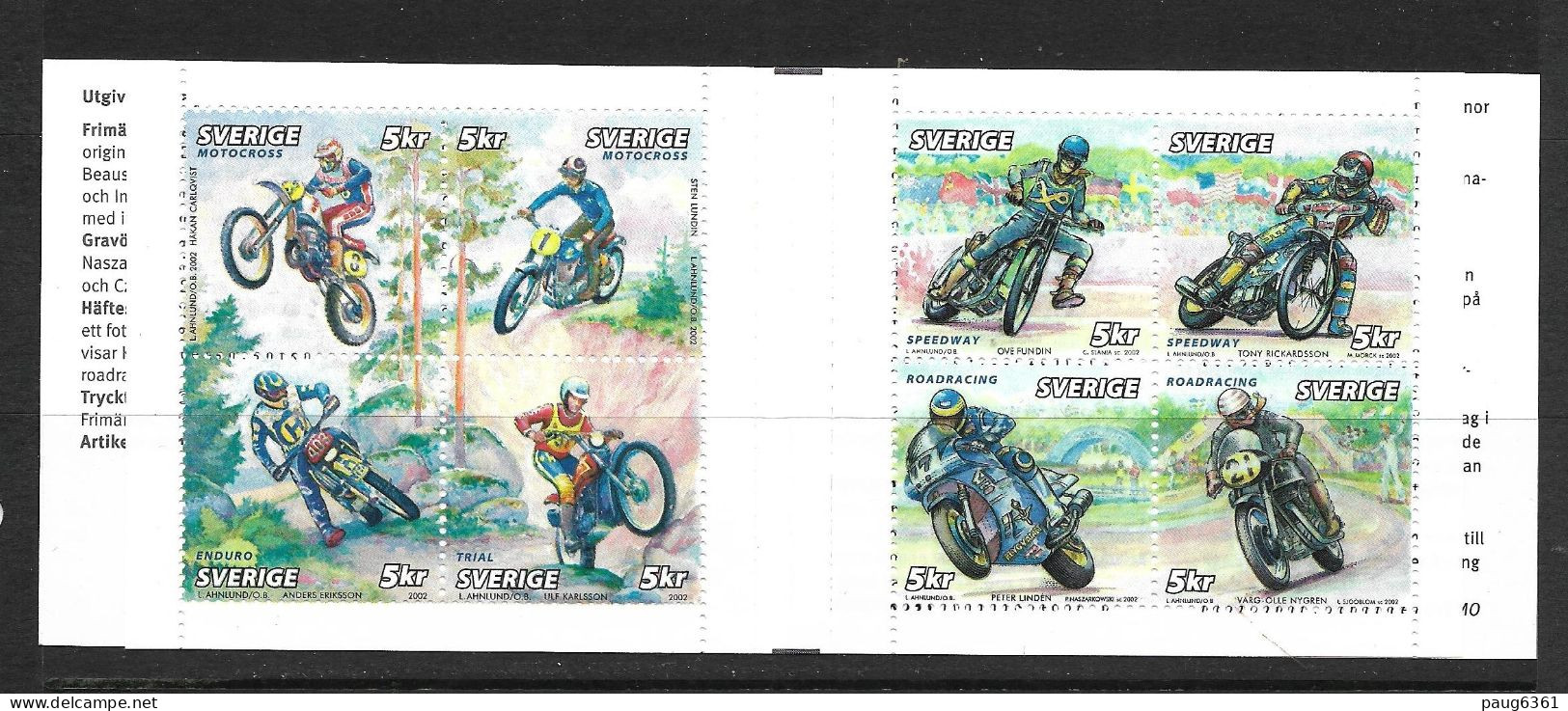 SUEDE 2002 CARNET MOTOS YVERT N°C2296 NEUF MNH** - Moto