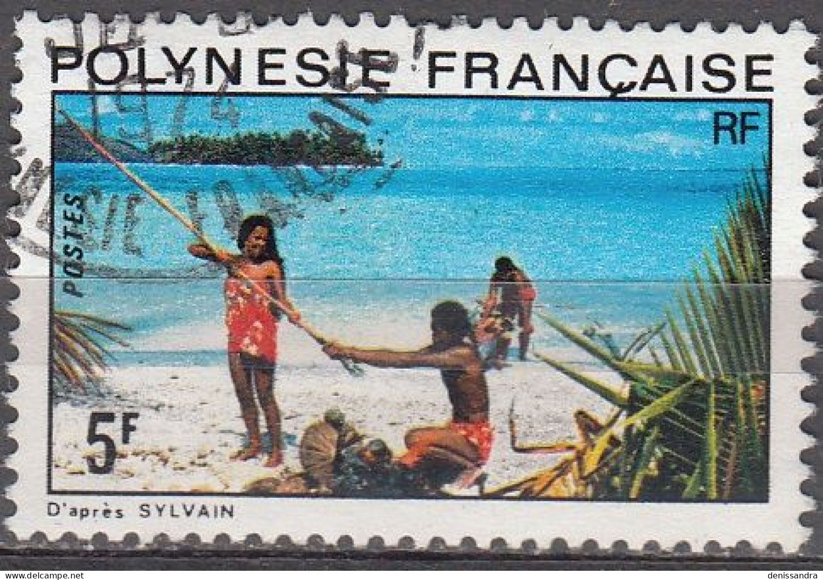 Polynésie Française 1974 Michel 179 O Cote (2005) 1.10 € A La Plage Cachet Rond - Usados