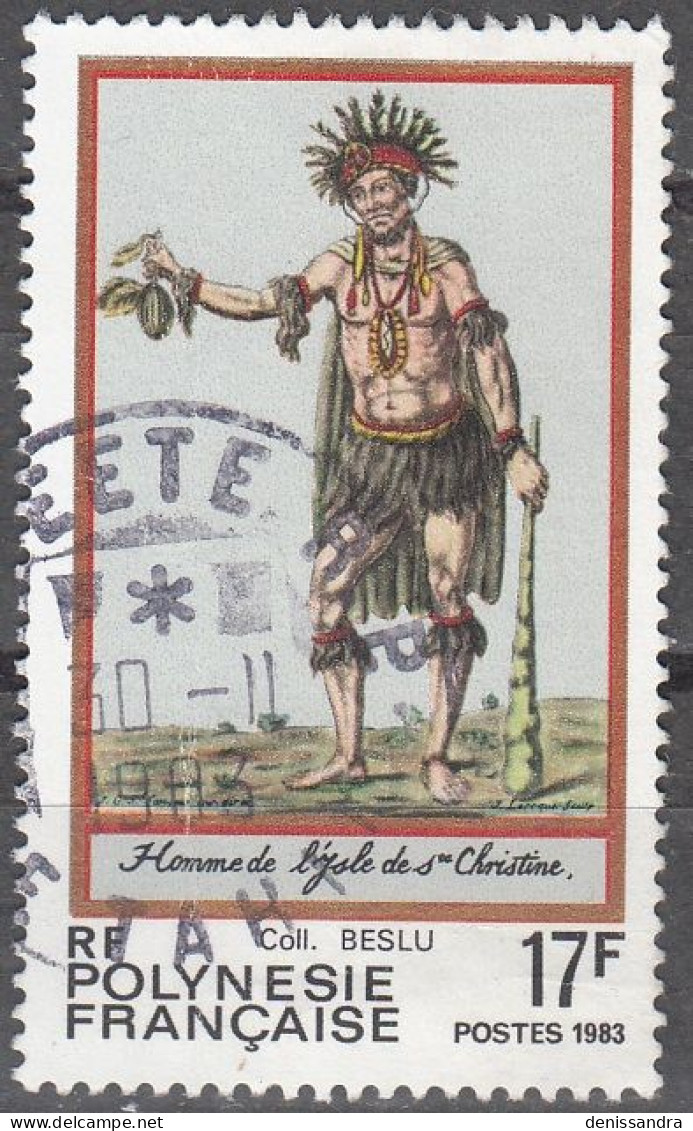 Polynésie Française 1983 Michel 382 O Cote (2005) 0.50 € Homme De L'Isle De Sainte-Christine Cachet Rond - Oblitérés