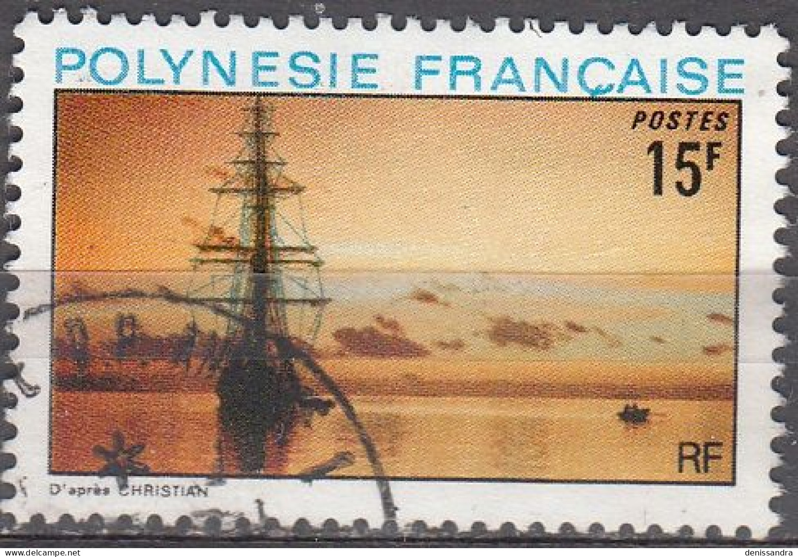 Polynésie Française 1974 Michel 182 O Cote (2005) 2.50 € Voilier Cachet Rond - Oblitérés