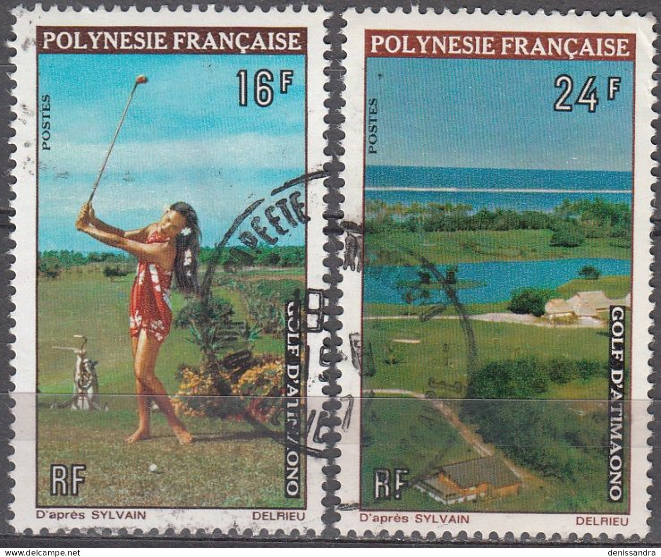 Polynésie Française 1974 Michel 175 - 176 O Cote (2005) 22.20 € Sport Golf D'Atimaono Cachet Rond - Usados