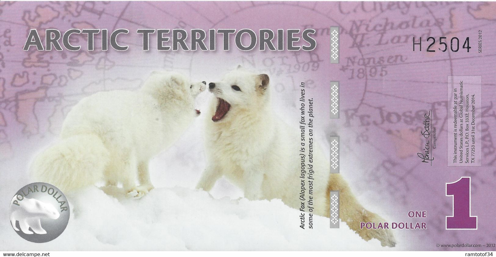 ARCTIC TERRITORIES - 1 Polar DOLLARS 2012 UNC - Fictifs & Spécimens