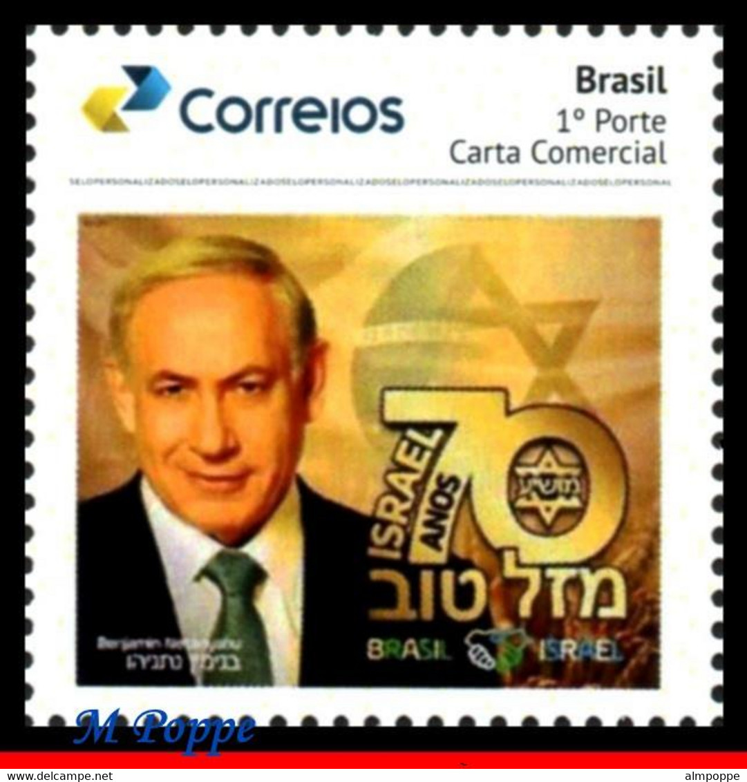 Ref. BR-V2019-51 BRAZIL 2019 FAMOUS PEOPLE, BENJAMIN NETANYAHU, VISIT, OF THE PRIME MINISTER OF ISRAEL, MNH 1V - Personalized Stamps