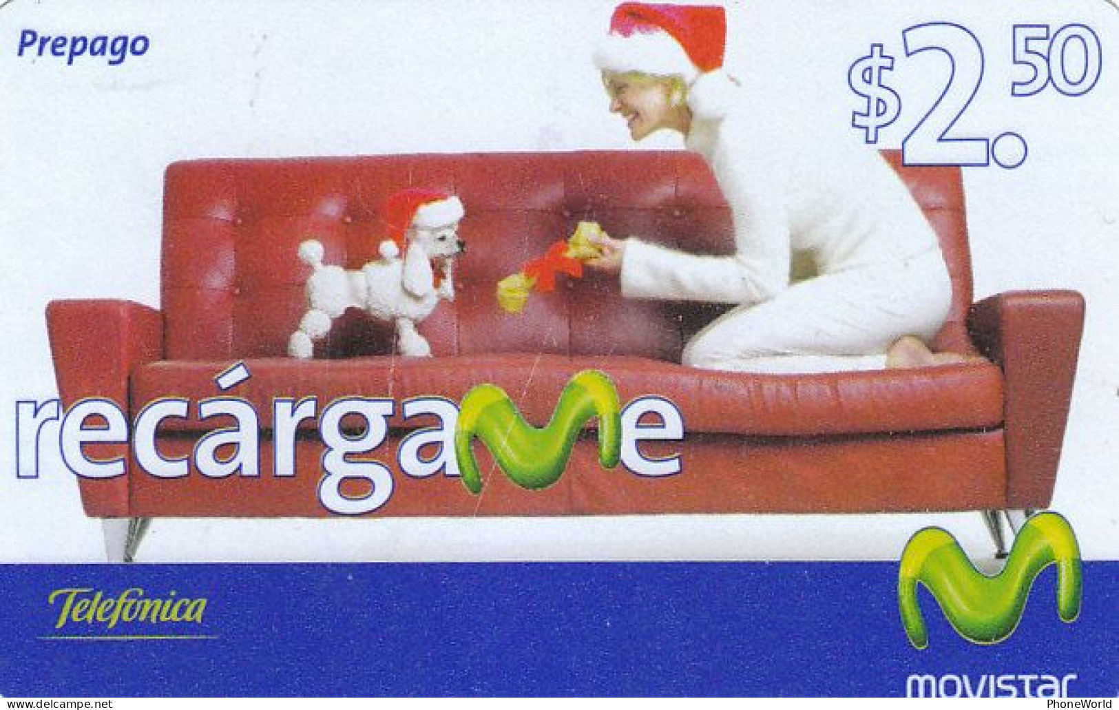 El Salvador, Movistar, Navidad & Christmas, Woman With Dog - Salvador